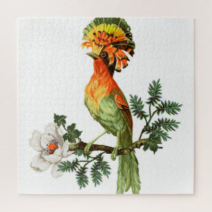 Puzzle Aves paraísas: fondo floral exótico