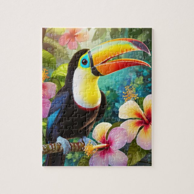 Puzzle Aves tropicales y flores de hibiscus (Vertical)