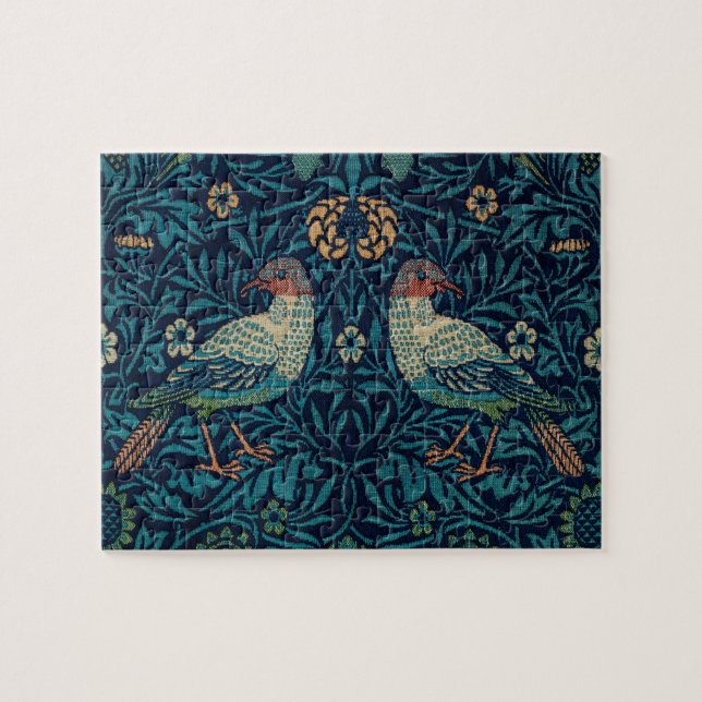 Puzzle Aves William Morris. Patrón floral y animal (Horizontal)