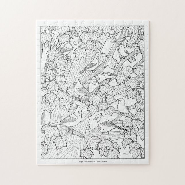 Puzzle Aves y arce de arce en U-Color (Vertical)