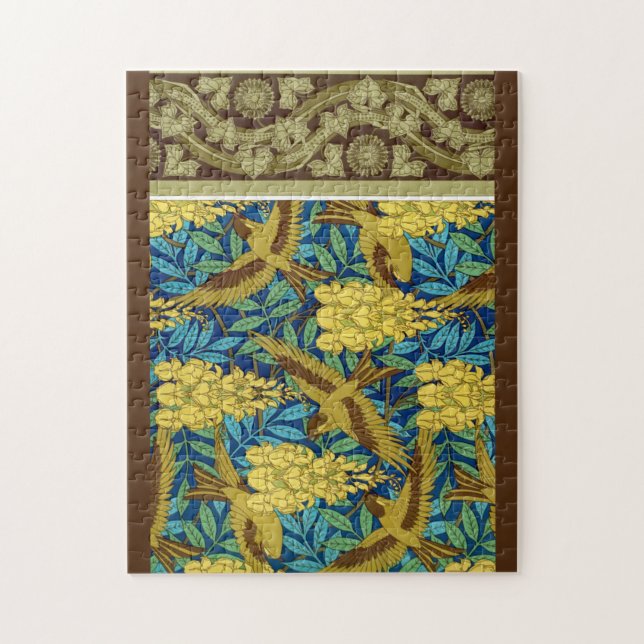 Puzzle Aves y glicinia Amarillo azul verneuil (Vertical)