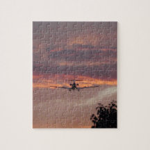 Avión Comercial Aterrizando Al Atardecer