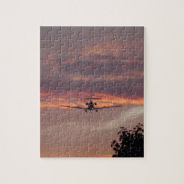 Puzzle Avión Comercial Aterrizando Al Atardecer