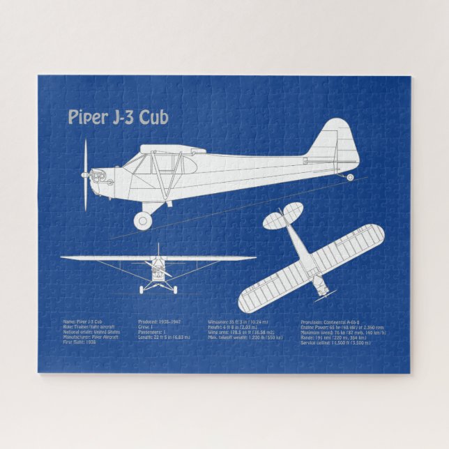 Puzzle Avión Cub - Planos de planos del avión ABD (Horizontal)