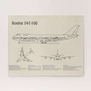 Puzzle Avión de línea 747 - Planos de dibujo de blueprint