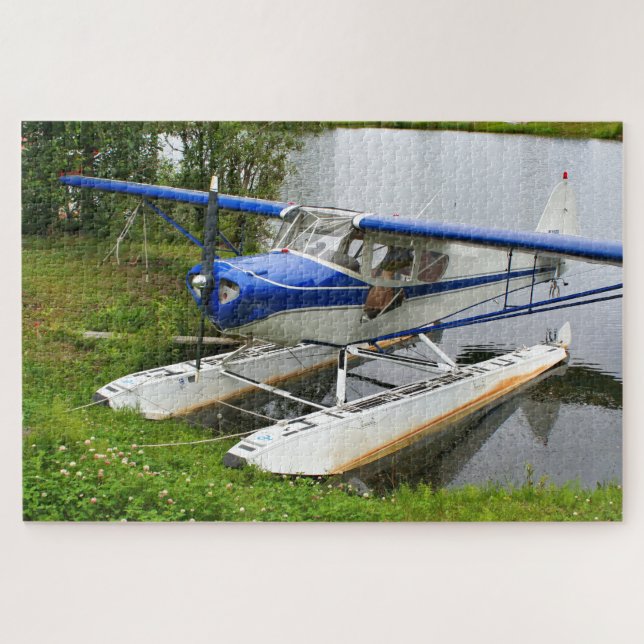 Puzzle Avión flotante azul y blanco, Lago Hood, Alaska 2 (Horizontal)