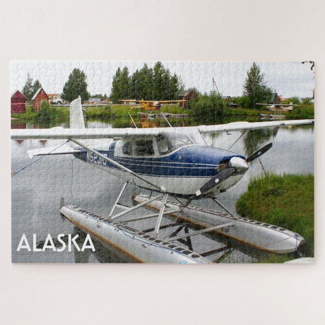 Puzzle Avión flotante blanco y marino, Alaska (Horizontal)