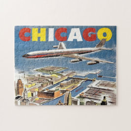 Puzzle Avión Vintage Chicago Skyline