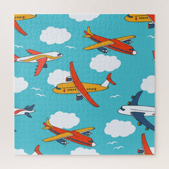 Puzzle Aviones y nubes, grupo de niños sin soldadura (Vertical)