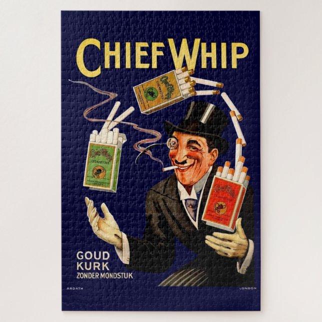 Puzzle Aviso de cigarrillos Chief Whip de los años 1920 (Vertical)
