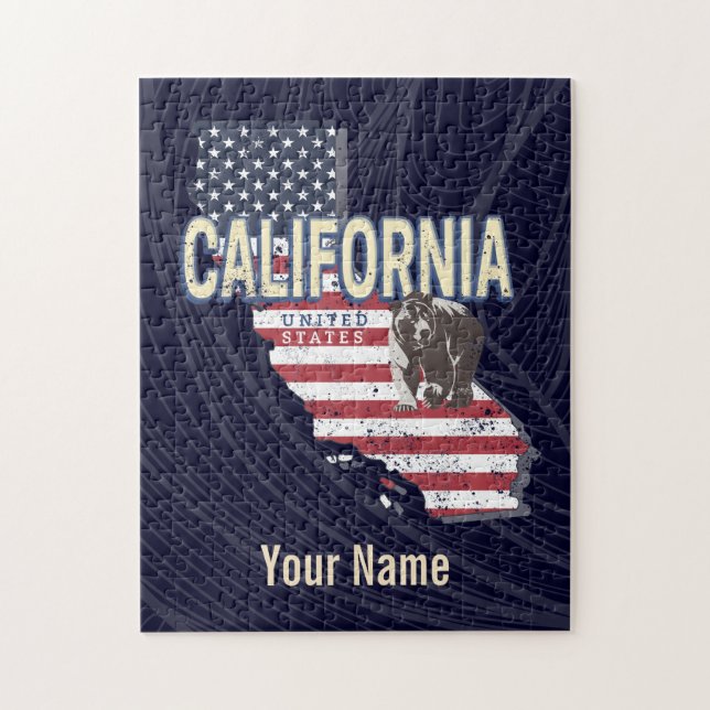 Puzzle Aviso de mapa de estados retro de California (Vertical)