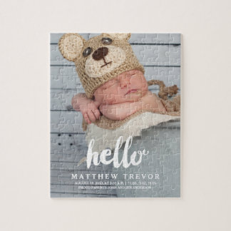 Puzzle Aviso de nacimiento de bebé con foto pequeña