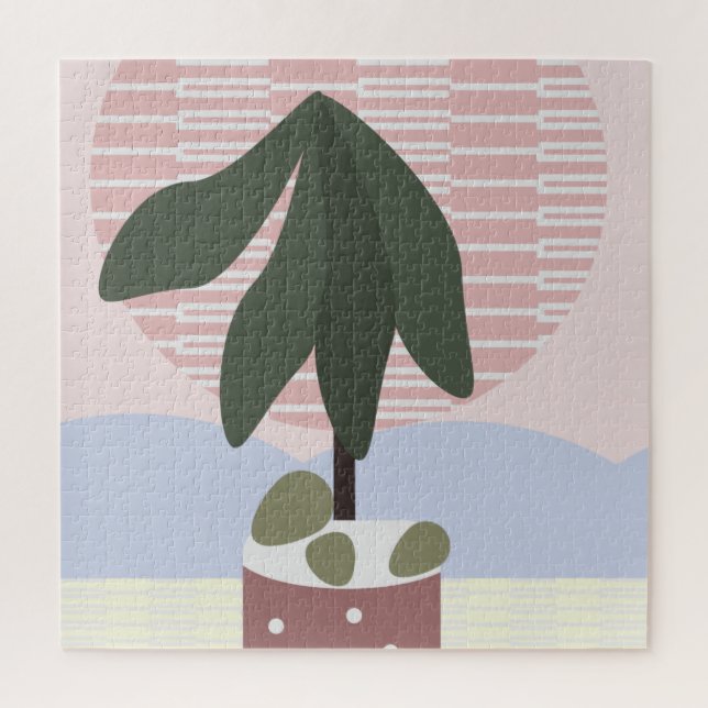 Puzzle Avocado Tree Blush Geométrico Rosa Muted (Vertical)