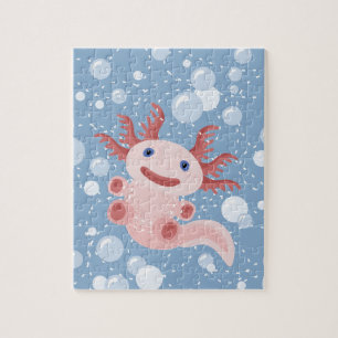 Puzzle Axolotl y el diseño intrépido del vector de las