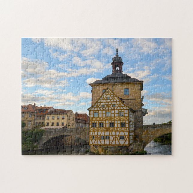 Puzzle Ayuntamiento de Bamberg Fachwerkhaus Alemania. (Horizontal)