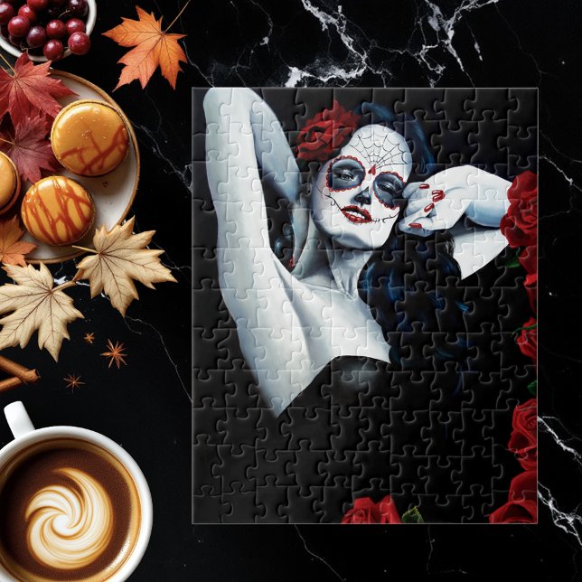 Puzzle Azúcar Skull Roses Rojas Negro (Subido por el creador)