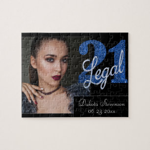Puzzle Azul 21 y legal Foto de cumpleaños número 21 del