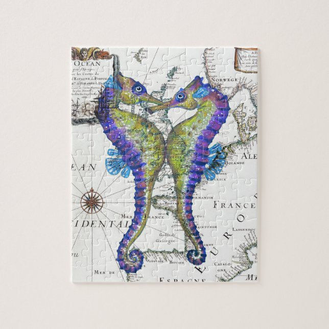 Puzzle Azul del Seahorse (Vertical)