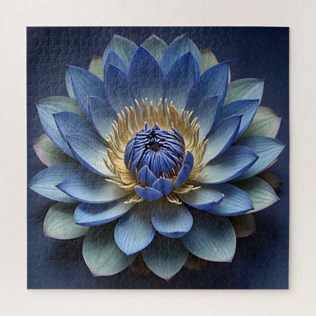 Puzzle Azul Lotus Flor Arte Espiritual Zen (Vertical)