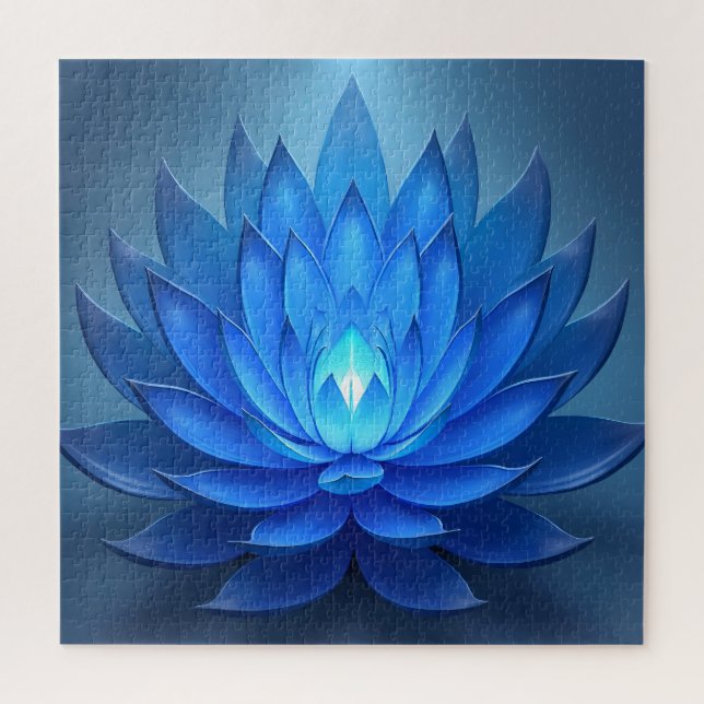 Puzzle Azul Lotus Flor Arte Espiritual Zen (Vertical)