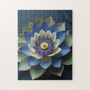 Puzzle Azul Lotus Flor Arte Espiritual Zen