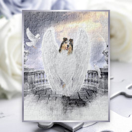 Puzzle Azul Merle Collie Guardian Angel en el cielo del p