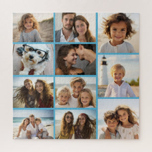 Puzzle Azul Minimalista Moderno - Collage de 11 Fotos
