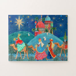 Puzzle Azul moderno Reyes Magos Fiesta