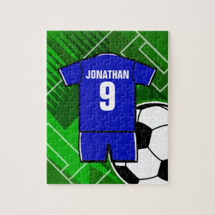 Puzzle Azul personalizado del jersey de fútbol con blanc