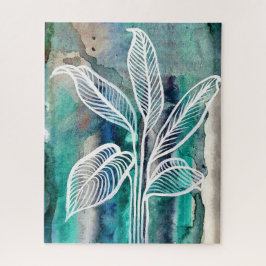 Puzzle Azul turquesa y Verde azulado color de agua botáni