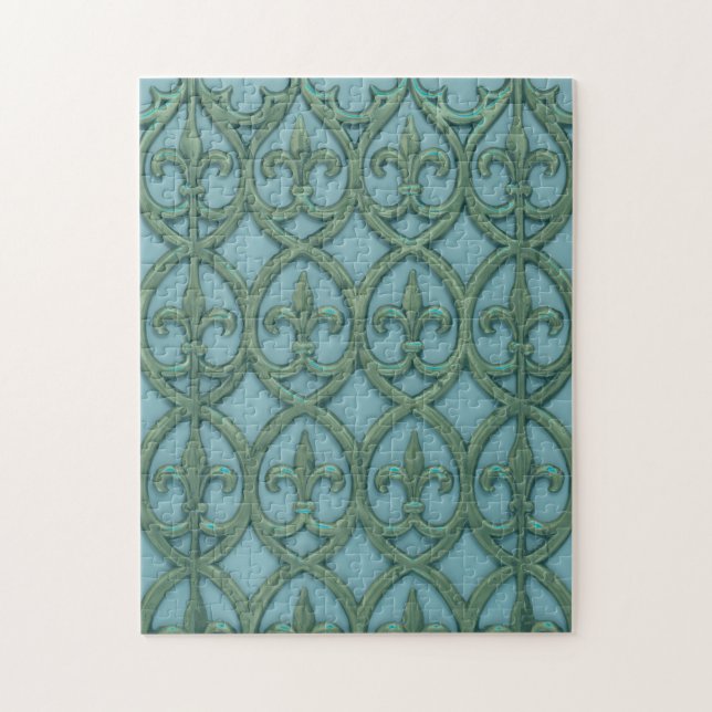 Puzzle Azul Y Verde Fleur-de-lis (Vertical)