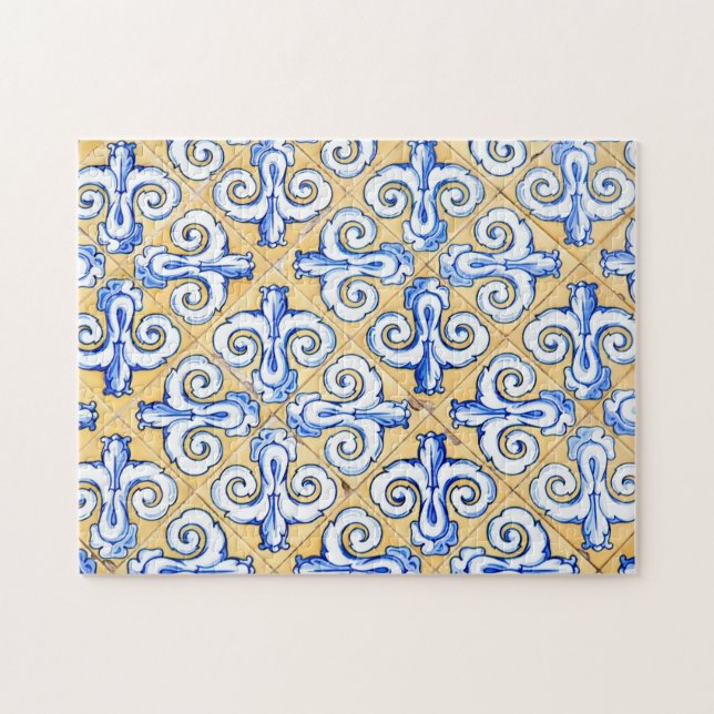 Puzzle Azulejo azul, amarillo y blanco (Horizontal)
