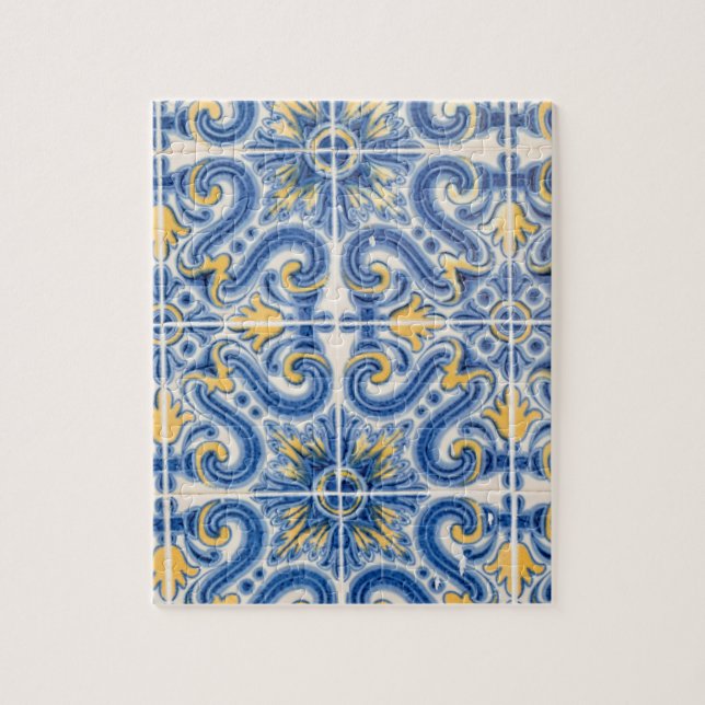 Puzzle Azulejo azul y amarillo, Portugal (Vertical)