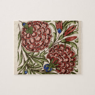 Puzzle Azulejo de Flor de Clavel Arte Antiguo