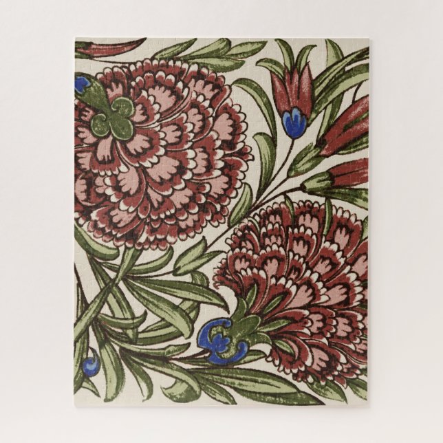 Puzzle Azulejo de Flor de Clavel Arte Antiguo (Vertical)
