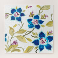 Puzzle Azulejos florales de abadía - Flores azules
