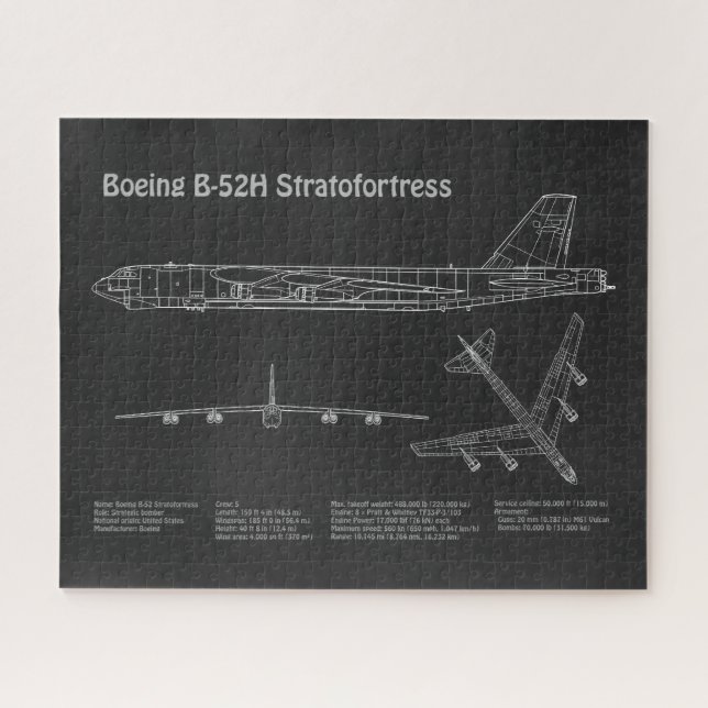 Puzzle B-52 Estratotrora - Planes Blueprint del avión PD (Horizontal)