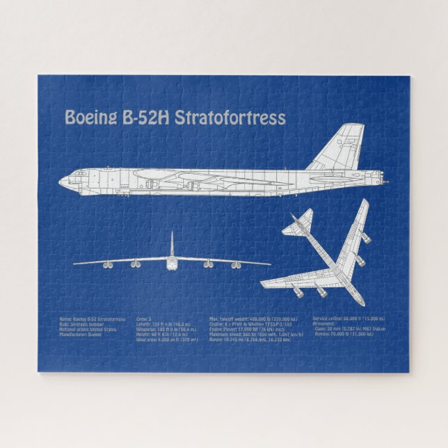 Puzzle B-52 Estratotrora - Planes de Planes de Plano Azul (Horizontal)