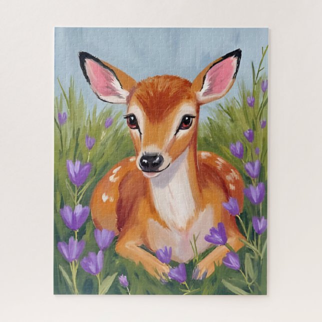 Puzzle Baby Deer Fawn Animal Painting (Vertical)