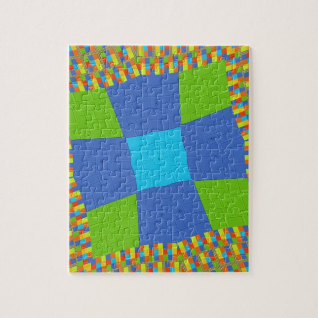 Puzzle Baby eco green Checkered Blue cyan (Vertical)