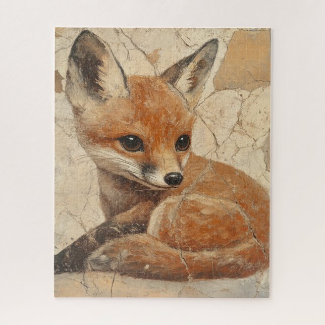 Puzzle Baby Fox Old World Look (Vertical)