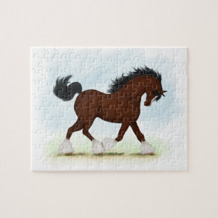 Puzzle Baie Clydesdale Caballo Borrador Ecuestre