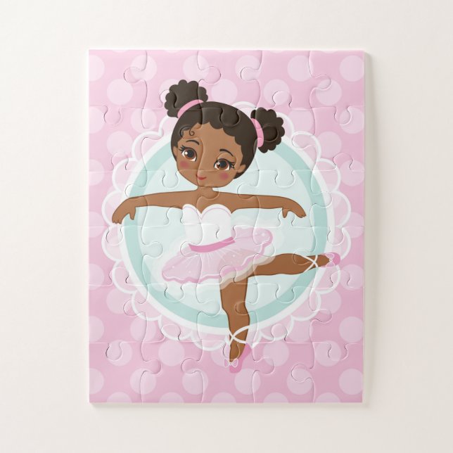 Puzzle Bailarina afroamericana de ballet rosa (Vertical)