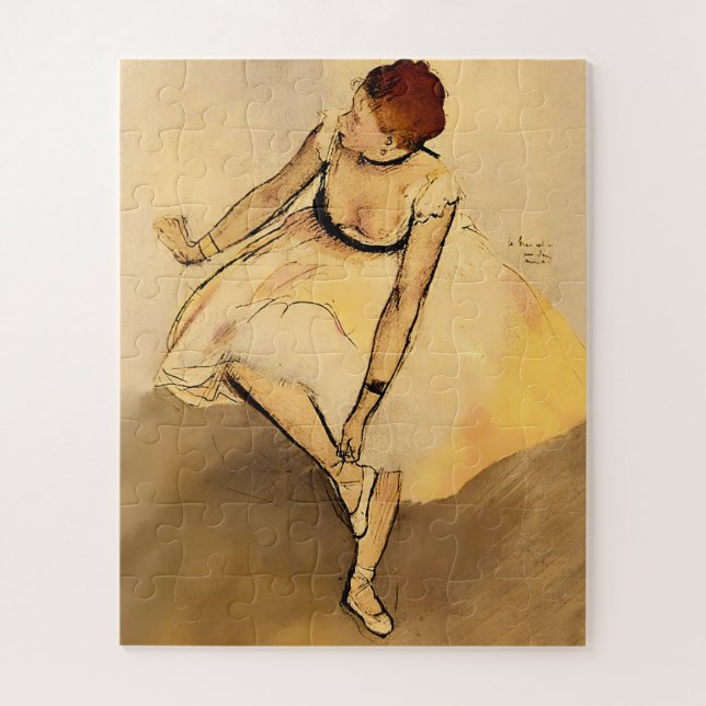 Puzzle Bailarina ajustando su zapatilla, arte de Degas (Vertical)