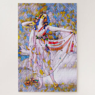 Puzzle Bailarina de vidrio manchado con vestido flojo