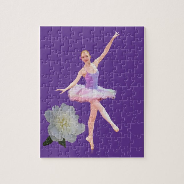 Puzzle Bailarina del baile en personalizable púrpura y (Vertical)