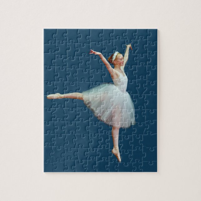 Puzzle Bailarina en blanco en azul (Vertical)