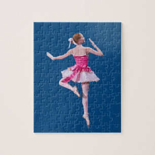 Puzzle Bailarina en rosado y blanco en azul