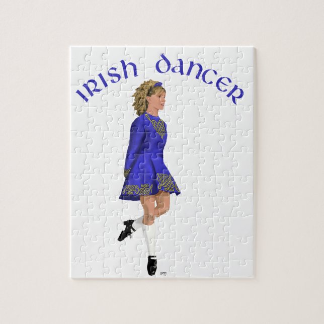 Puzzle Bailarina irlandesa rubia en azul (Vertical)