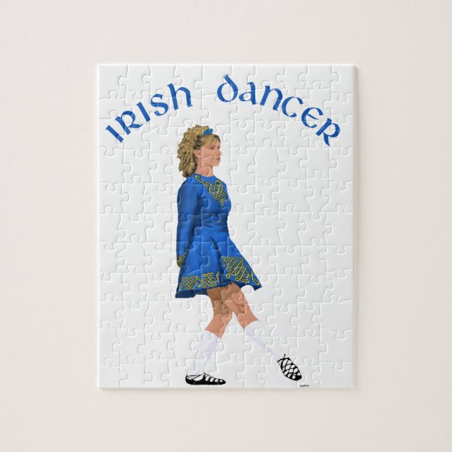 Puzzle Bailarina Irlandesa Rubia en Azul (Vertical)